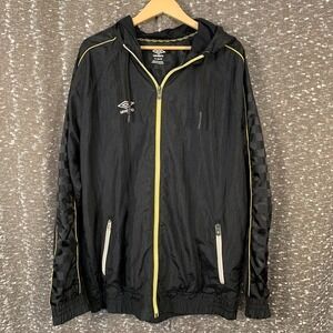 Umbro Premier Training Black Jacket Windbreaker‎ Zip Checkered Sleeve Mens XL